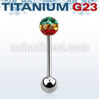 ubbfr6r titanium g23 barbell w 6mm rasta ferido ball