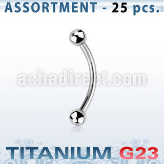 ublk18 bulk body of titanium g23 eyebrow banana with 3mm balls