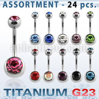 ublk20a bulk of titanium g23 2 jewel banana w 5 8mm bezel balls