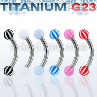 ubnebe titanium g23 eyebrow ring w acrylic uv beach ball