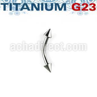 ubnen25 titanium g23 banana eyebrow ring with 2 5mm cones