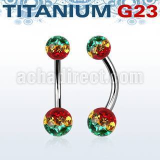 ubnfrsr piercing ombligo titanio g23 bolas 5mm 6mm multi cristal ferido rayas color rasta distribuidor mayorista