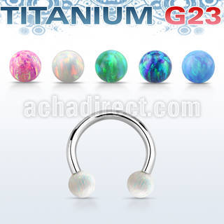 ucbeop4 titanium g23 circular barbell w 4mm synthetic opal balls