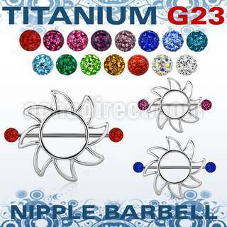 ufnp103 sun nipple shield w titanium g23 barbell w ferido balls