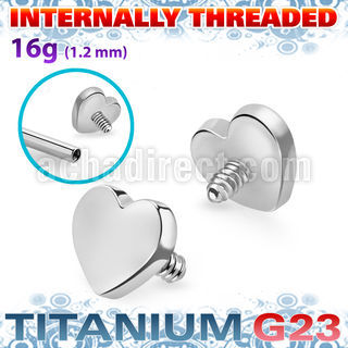 uhtin titanium g23 3mm flat heart shape design top for posts