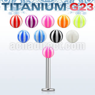 ulbeb3 titanium g23 labret w assorted acrylic uv beach balls