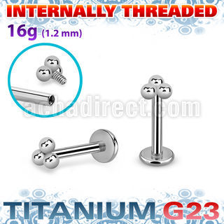 ulbin14 titanium g23 internally threaded labret triple balls