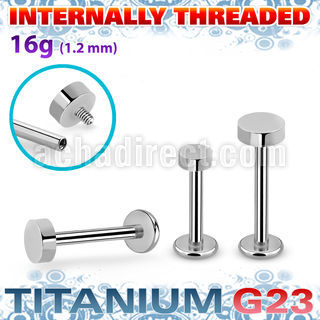 ulbin2 titanium g23 internally threaded labret 3mm 4mm flat