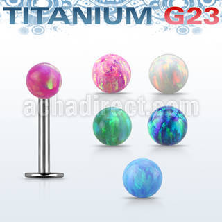 ulbop3 titanium g23 labret with a 3mm synthetic opal ball