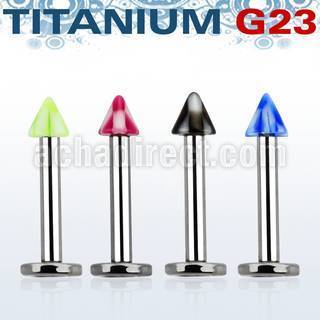 ulckn3 titanium g23 labret with 3mm checkered acrylic cone