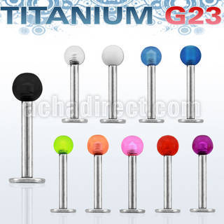 uluvb3 titanium g23 1 2mm labret with 3mm uv acrylic ball