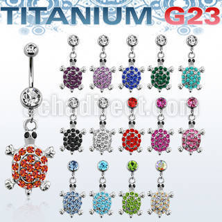 umcd574 titanium g23 banana w 5 8mm bezel jewel turtle