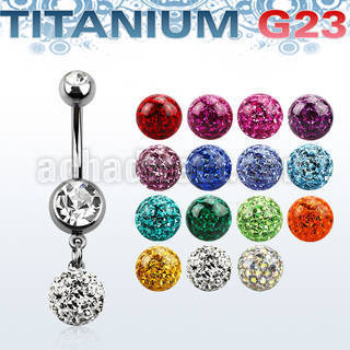 umcd626 piercing ombligo titanio g23 bolas joya bisel 5 8mm bola multi cristal 8mm 10mm venta