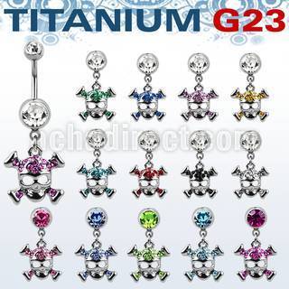 umcdsk4 titanium g23 banana w bezel jewel crystal skull