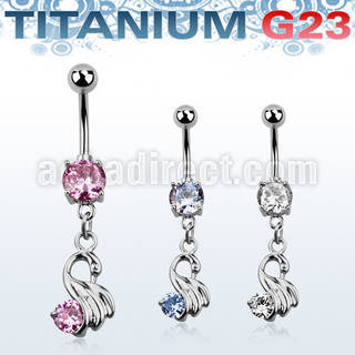 umcdz375 titanium g23 belly banana w 5 8mm bezel jewel swan