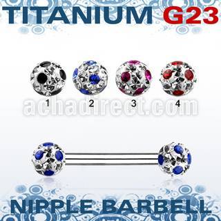 unpfr5a titanium g23 nipple barbell w 5mm ferido dotted balls