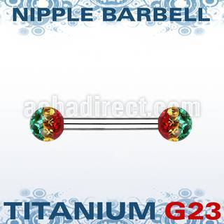 unpfr5r titanium g23 nipple barbell w 5mm rasta ferido ball