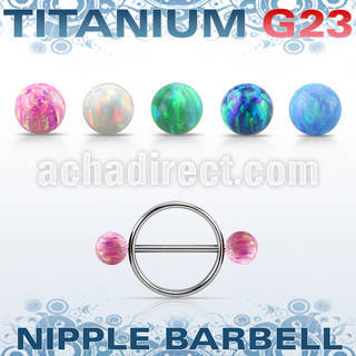 uonpe5 steel nipple shield w titanium barbell w 5mm opal balls