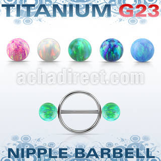 uonpe6 steel nipple shield w titanium barbell w 6mm opal balls
