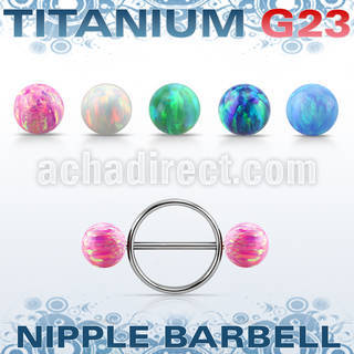 uonpe8 steel nipple shield w titanium barbell w 8mm opal balls