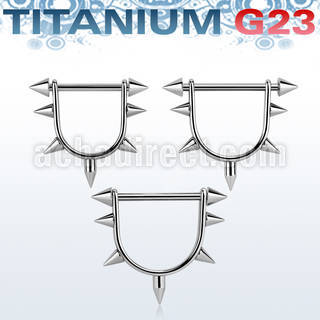 usnpa titanium g23 nipple barbell w nipple stirrup w spikes