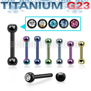 utbbe2c titanium g23 eyebrow barbell w 3mm bezel set jewel balls