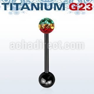 utbbfr5r anodized titanium g23 barbell w 5mm rasta ferido ball
