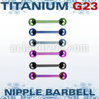 utbbnpg anodized titanium g23 nipple barbell with a 5mm ball