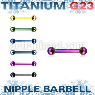 utbbnps titanium g23 anodized nipple barbell, 14g with 4mm balls