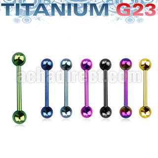 utbbs anodized titanium g23 barbell tongue bar w 5mm balls