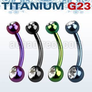 utbn2cs anodized titanium banana w 2 bezel jewel 5 6mm balls