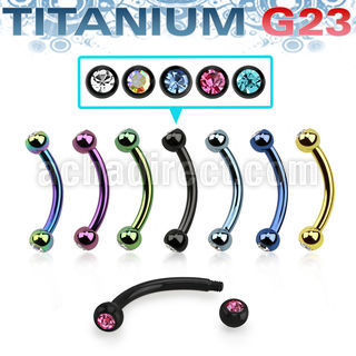 utbne2c anodized titanium g23 banana w 2 bezel jewel 3mm ball