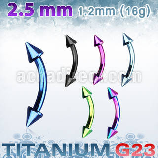 utbnen25 anodized titanium g23 eyebrow banana with 2 5mm cones