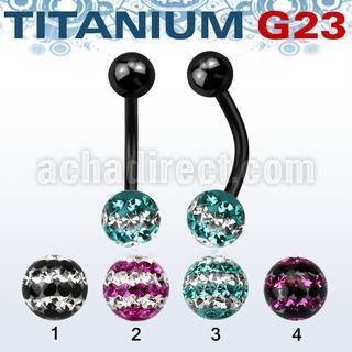 utbnfr6d piercing ombligo titanio g23 anodizado bola titanio 5mm bola multi cristal ferido 6mm triple linea venta
