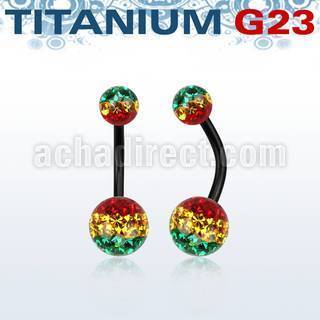 utbnfrgr anodized titanium banana w 5 8mm rasta ferido balls