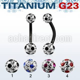 utbnfrsa anodized titanium banana w 5 6mm dotted ferido balls