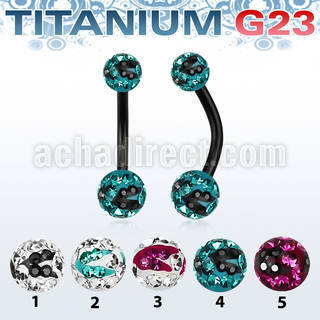utbnfrsc black titanium banana w 56mm multicrystal zebra ball 