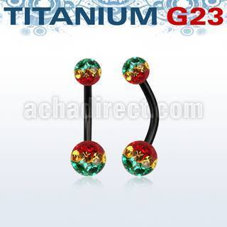 utbnfrsr anodized titanium banana w 5 6mm rasta ferido balls