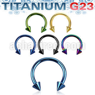 utcbcn anodized titanium g23 circular barbell with 4mm cones