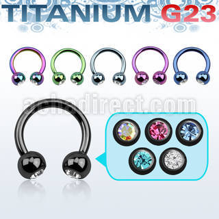 utcbe2c4 anodized titanium g23 circular barbell w 4mm jewel balls