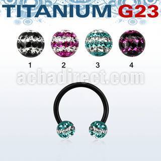 utcbfr5d anodized titanium g23 barbell w 5mm tri line balls