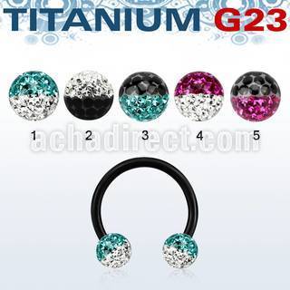 utcbfr6e anodized titanium g23 barbell w 6mm 2 color balls