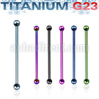 utinb4 anodized titanium g23 industrial barbel with 4mm balls