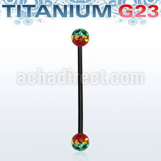 utinfr5r anodized titanium g23 barbell w 5mm rasta balls