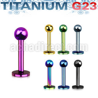 utlbb3 anodized titanium g23 labret with a 3mm ball