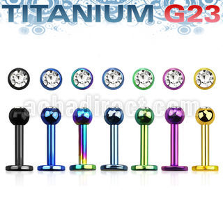 utlbc3 anodized titanium g23 labret with 3mm jewel ball