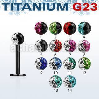 utlbfr3e anodized titanium g23 labret with 3mm 2 color ball