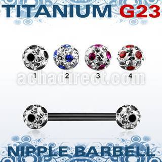 utnpfr5a barbell pezon titanio g23 anodizado bolas multi cristal pegadas ferido 5mm puntos mayorista