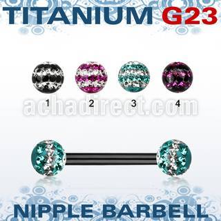 utnpfr5d anodized titanium barbell w 5mm tri line ferido balls