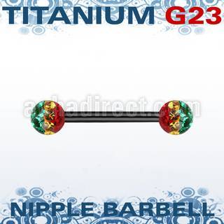 utnpfr5r anodized titanium g23 barbell w 5mm rasta ferido balls